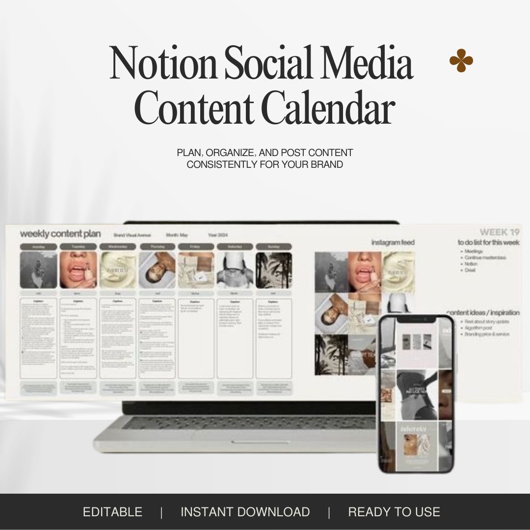 Social Media Content Calendar Notion template preview
